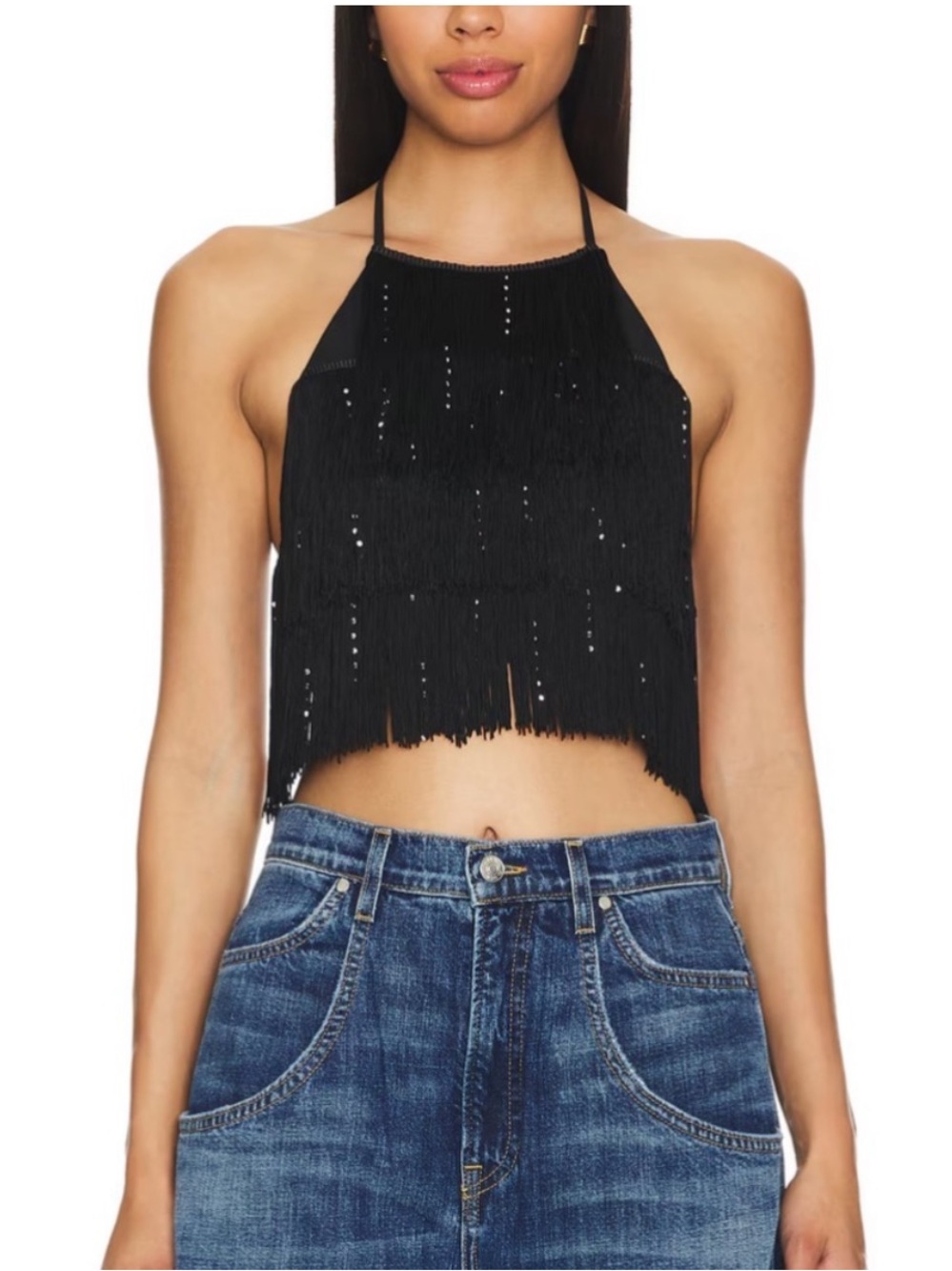 NBD Brynne fringe halter